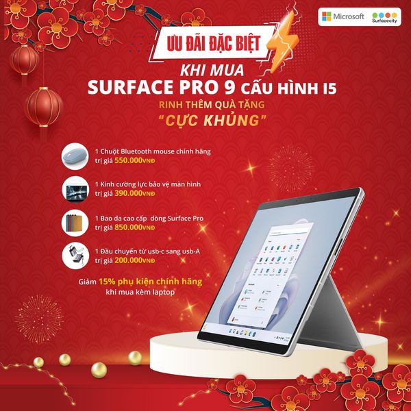 Ưu đãi đặc biệt khi mua Surface Pro 9 cấu hình i5