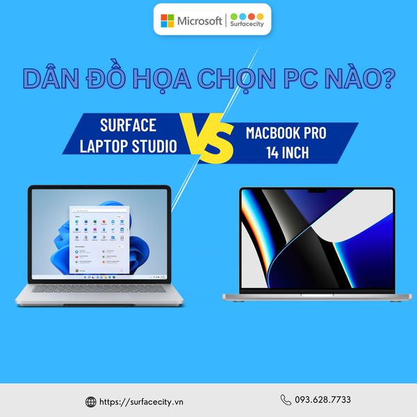 Surface Laptop Studio và Macbook Pro 14 inch